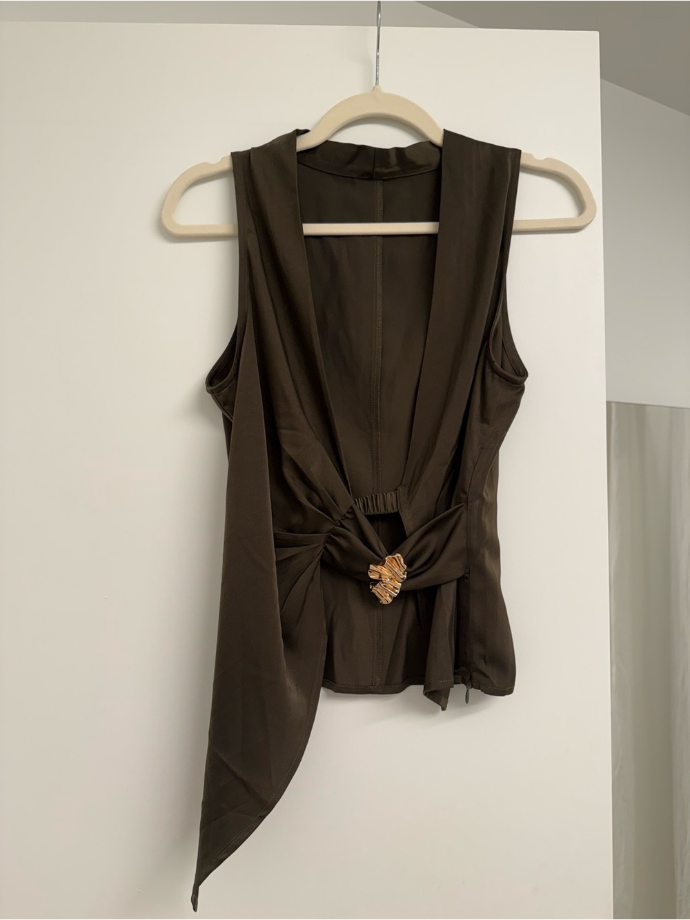COMMENSE Dark Green Asymmetric Wrap Top & Pants Set S - Picture 6 of 9